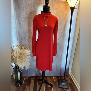 Mock neck long sleeve midi dress